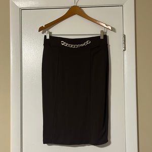 Brown Catherine Malandrino Fitted Skirt with Chain